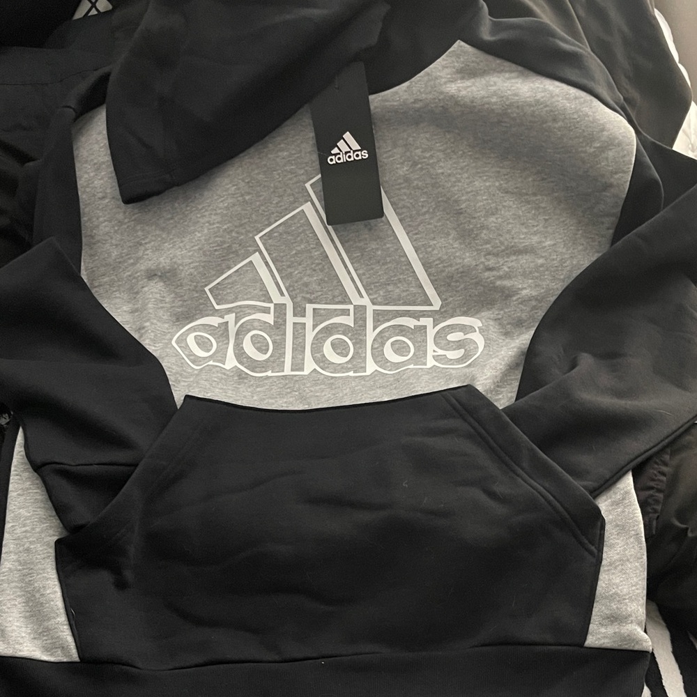 Adidas Two-Tone Black and Gray Hoodie